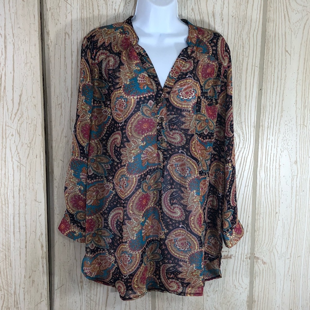 Mitto Paisley Print Sheer Tunic Size Large